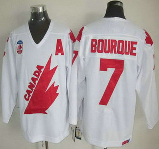 Men's Team Canada #7 Ray Bourque 1991 Olympic White CCM Vintage Throwback Jersey