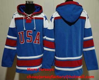 Men's Team USA Blue Ageless Must Have Lace Up Pullover Hoodie