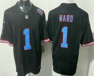 Men's Tennessee Titans #1 Cameron Ward Limited Black Throwback FUSE Vapor Jersey