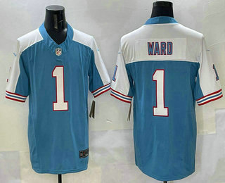 Men's Tennessee Titans #1 Cameron Ward Limited Blue Thanksgiving FUSE Vapor Jersey
