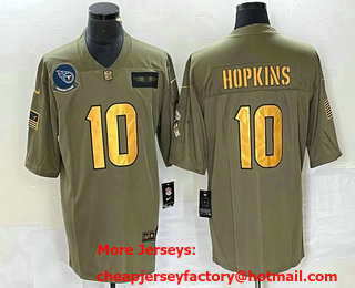 Men's Tennessee Titans #10 DeAndre Hopkins Olive Gold 2019 Salute To Service Stitched Nike Limited Jersey