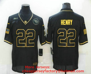 Men's Tennessee Titans #22 Derrick Henry Black Gold 2020 Salute To Service Stitched NFL Nike Limited Jersey