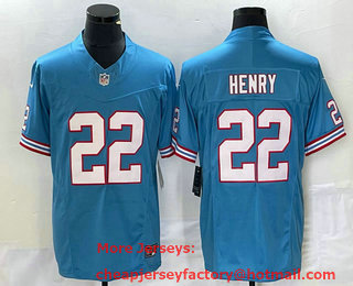 Men's Tennessee Titans #22 Derrick Henry Blue 2023 FUSE Vapor Limited Throwback Stitched Jersey