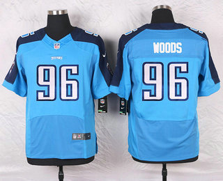 Men's Tennessee Titans #96 Al Woods Light Blue Team Color NFL Nike Elite Jersey