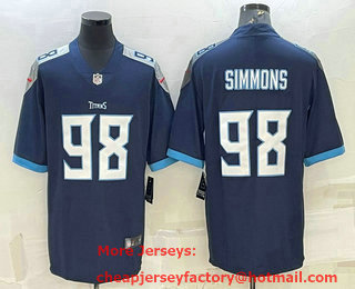 Men's Tennessee Titans #98 Jeffery Simmons Navy Vapor Untouchable Limited Stitched Jersey