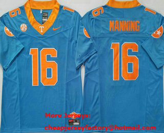 Men's Tennessee Volunteers #16 Peyton Manning Blue FUSE College Stitched Jersey