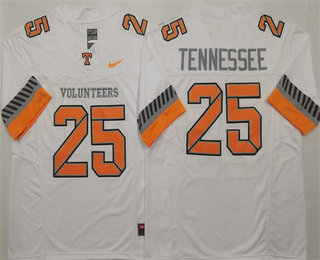 Men's Tennessee Volunteers #25 Tennessee White 2025 College Football Jersey