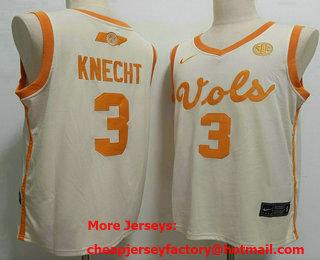 Men's Tennessee Volunteers #3 Dalton Knecht Cream Stitched College Basketball Jersey