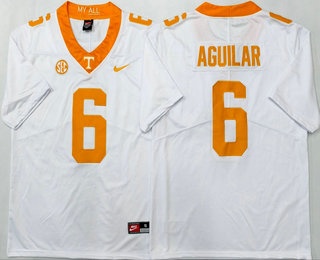 Men's Tennessee Volunteers #6 Joey Aguilar White College Football Jersey