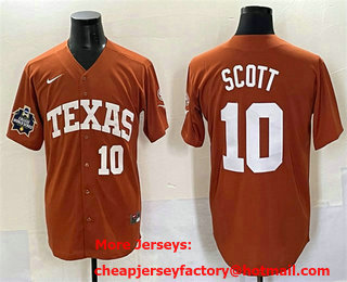 Men's Texas Longhorns #10 Mia Scott Orange 2025 World Series Stitched Jersey