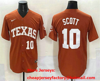 Men's Texas Longhorns #10 Mia Scott Orange SEC Patch Stitched Jersey
