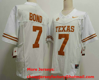 Men's Texas Longhorns #7 Isaiah Bond White FUSE Stitched Jersey