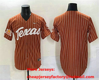 Men's Texas Longhorns Blank Orange Pinstripe 2025 Softball National Champions Stitched Jersey