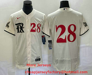 Men's Texas Rangers #28 Jonah Heim Number Cream 2023 City Connect Flex Base Stitched Baseball Jersey