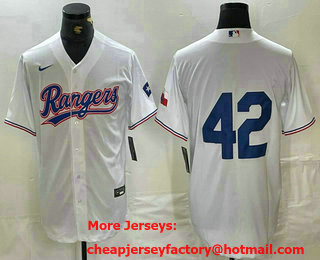 Men's Texas Rangers #42 Jackie Robinson White Cool Base Stitched Baseball Jersey