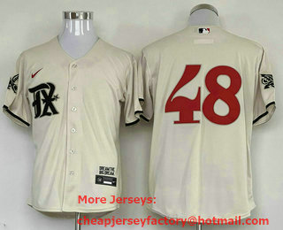 Men's Texas Rangers #48 Jacob deGrom Cream 2023 City Connect Cool Base Stitched Jersey