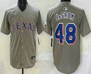 Men's Texas Rangers #48 Jacob deGrom Gray Limited Jersey