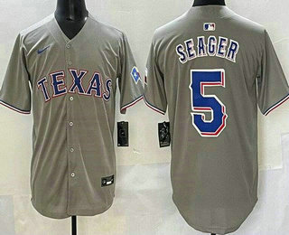 Men's Texas Rangers #5 Corey Seager Gray Limited Jersey