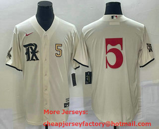 Men's Texas Rangers #5 Corey Seager Number Cream 2023 City Connect Stitched Baseball Jersey 02
