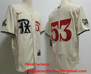 Men's Texas Rangers #53 Adolis Garcia Number Cream 2023 City Connect Flex Base Stitched Jersey 02