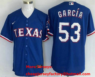 Men's Texas Rangers #53 Adolis Garcia Royal Team Logo Cool Base Jersey