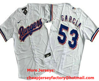 Men's Texas Rangers #53 Adolis Garcia White Cool Base Jersey