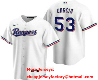 Men's Texas Rangers #53 Adolis Garcia White Cool Base Jersey