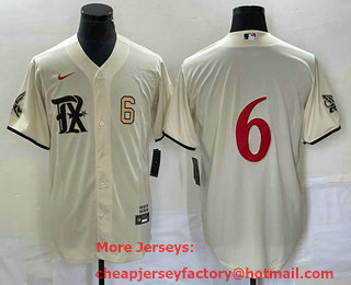 Men's Texas Rangers #6 Josh Jung Number Cream 2023 City Connect Cool Base Stitched Jersey