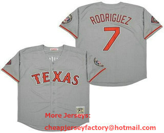 Men's Texas Rangers #7 Ivan Rodriguez Gray 2017 Hall of Fame Throwback Jersey