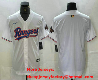 Men's Texas Rangers Bank White 2023 World Series Champions Cool Base Jersey 11