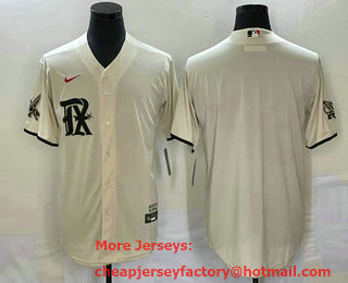 Men's Texas Rangers Blank Cream 2023 City Connect Cool Base Stitched Baseball Jersey