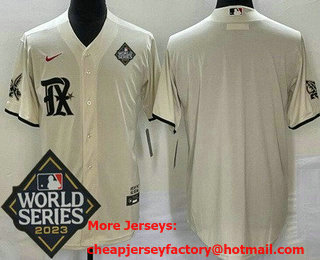 Men's Texas Rangers Blank Cream City 2023 World Series Cool Base Jersey
