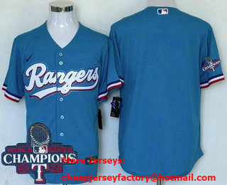 Men's Texas Rangers Blank Ligth Blue 2023 World Series Champions Cool Base Jersey