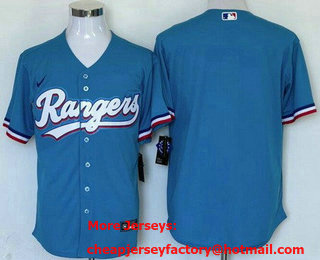 Men's Texas Rangers Blank Ligth Blue Cool Base Jersey