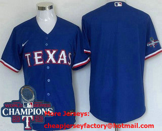 Men's Texas Rangers Blank Royal 2023 World Series Champions Cool Base Jersey