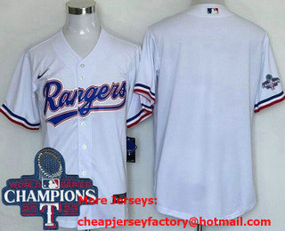 Men's Texas Rangers Blank White 2023 World Series Champions Cool Base Jersey
