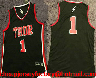 Men's The Avengers #1 Thor Black fashion Basketball Jersey