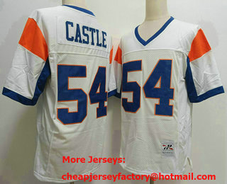 Men's The Movie Blue Mountain State #54 Kevin Thad Castle White Football Jersey