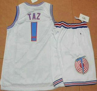 Men's The Movie Space Jam #! Taz White Soul Swingman Basketball Jersey Short Suits