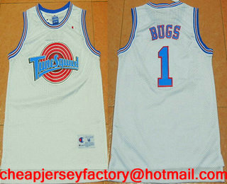 Men's The Movie Space Jam #1 Bugs Bunny White Soul Swingman Basketball Jersey