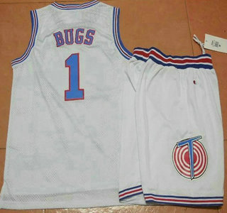 Men's The Movie Space Jam #1 Bugs White Soul Swingman Basketball Jersey Short Suits