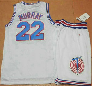 Men's The Movie Space Jam #22 Murray White Soul Swingman Basketball Jersey Short Suits