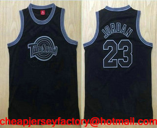 Men's The Movie Space Jam #23 Michael Jordan All Black Soul Swingman Baseketball Jersey