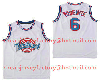 Men's The Movie Space Jam #6 Boriz Yosemite White Soul Swingman Basketball Jersey