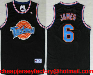 Men's The Movie Space Jam #6 LeBron James Black Soul Swingman Jersey