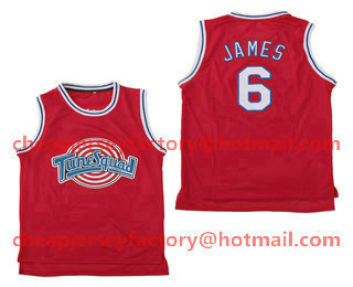 Men's The Movie Space Jam #6 LeBron James Red Soul Swingman Jersey