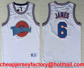 Men's The Movie Space Jam #6 LeBron James White Soul Swingman Jersey