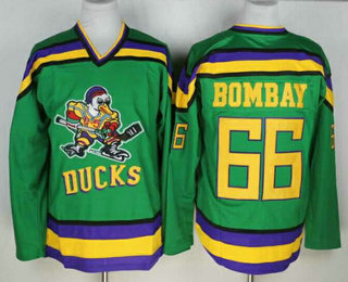 Men's The Movie The Mighty Ducks #66 Gordon Bombay Green Stitched Ice Hockey Jersey