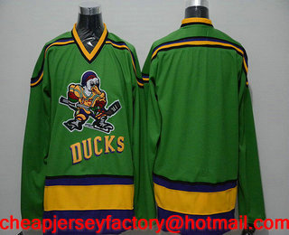Men's The Movie The Mighty Ducks Blank Green Stitched Ice Hockey Jersey