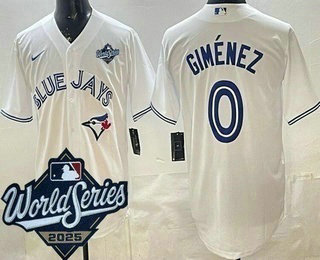 Men's Toronto Blue Jays #0 Andres Gimenez White 2025 World Series Cool Base Jersey